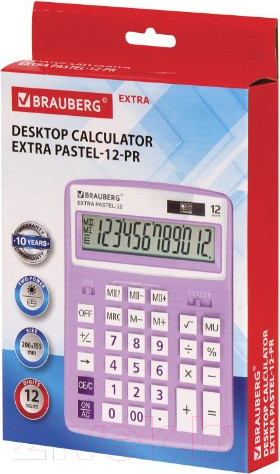 Изображение товара Калькулятор Brauberg Extra Pastel-12-PR / 250489 (сиреневый)
