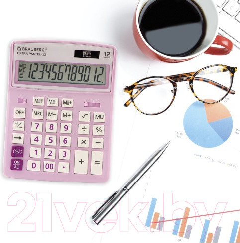 Изображение товара Калькулятор Brauberg Extra Pastel-12-PR / 250489 (сиреневый)