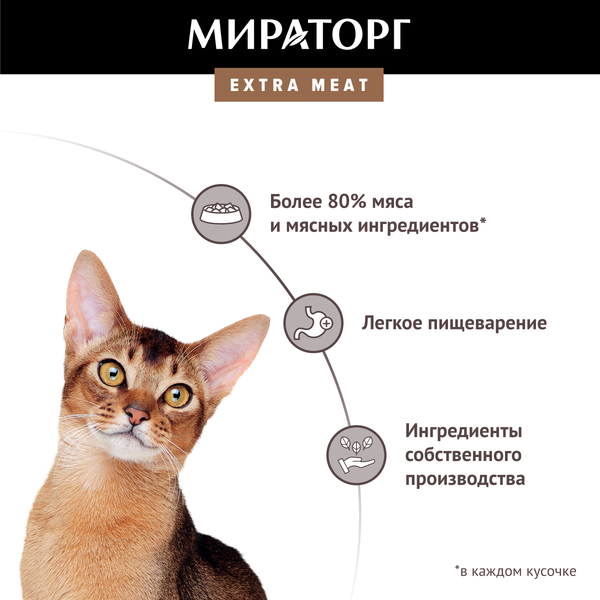 Изображение товара Влажный корм для кошек Мираторг Meat Говядина Black Angus в соусе / 1010022542 (80г)