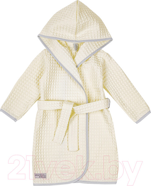 Изображение товара Халат детский Amarobaby Waffle с капюшоном / AB-OD22-WAF2502/33-98 (молочный, р. 98)