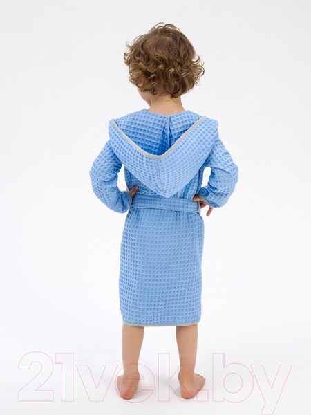 Изображение товара Халат детский Amarobaby Waffle с капюшоном / AB-OD22-WAF2502/19-98 (голубой, р. 98)
