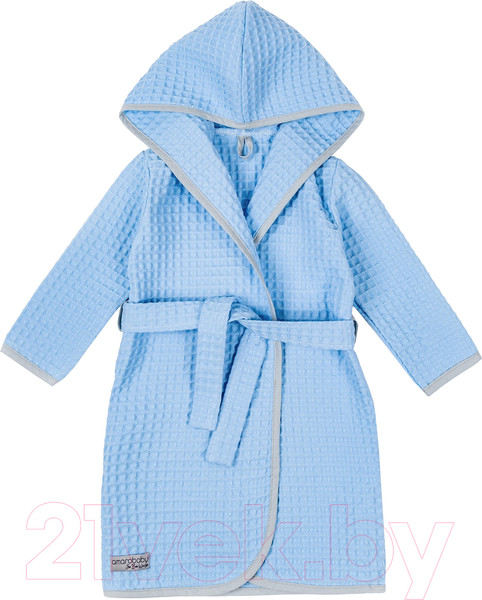Изображение товара Халат детский Amarobaby Waffle с капюшоном / AB-OD22-WAF2502/19-110 (голубой, р. 110)