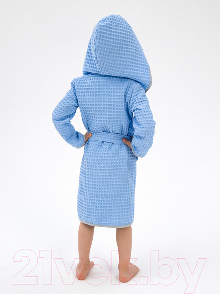 Изображение товара Халат детский Amarobaby Waffle с капюшоном / AB-OD22-WAF2502/19-110 (голубой, р. 110)