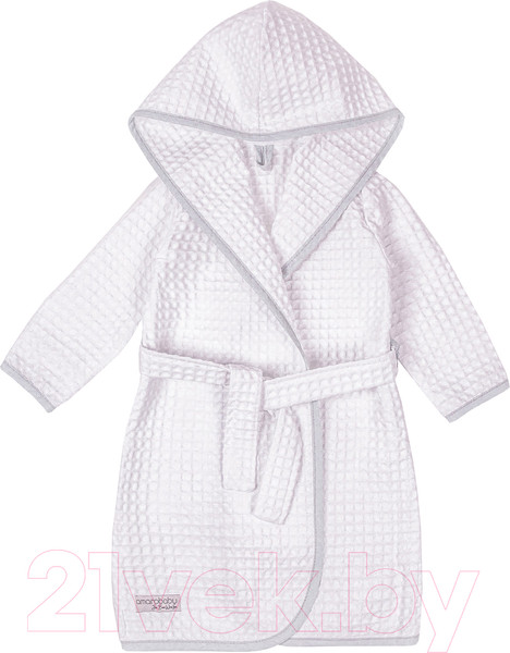 Изображение товара Халат детский Amarobaby Waffle с капюшоном / AB-OD22-WAF2502/00-98 (белый, р. 98)