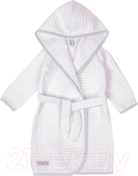 Изображение товара Халат детский Amarobaby Waffle с капюшоном / AB-OD22-WAF2502/00-110 (белый, р. 110-116)