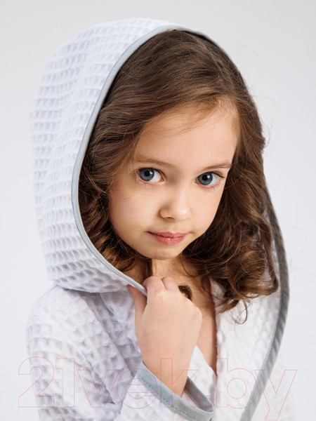 Изображение товара Халат детский Amarobaby Waffle с капюшоном / AB-OD22-WAF2502/00-110 (белый, р. 110-116)