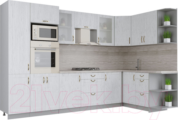 Изображение товара Кухонный гарнитур Интерлиния Мила Крафт 1.68x3.2 правая (дуб полярный)