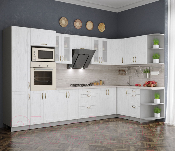 Изображение товара Кухонный гарнитур Интерлиния Мила Крафт 1.68x3.4 правая (дуб полярный)