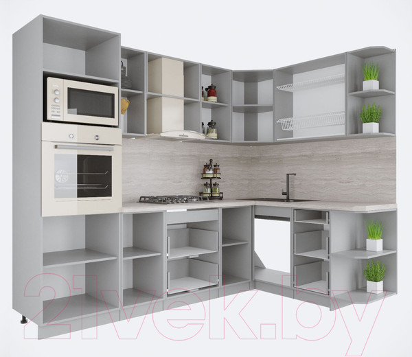 Изображение товара Кухонный гарнитур Интерлиния Мила Крафт 1.68x2.6 правая (дуб снежный)