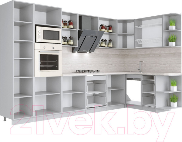 Изображение товара Кухонный гарнитур Интерлиния Мила Крафт 1.68x3.4 правая (дуб снежный)