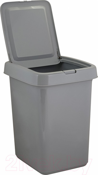 Изображение товара Контейнер для мусора Spin&Clean Step с крышкой Push to Open (25л, серый)