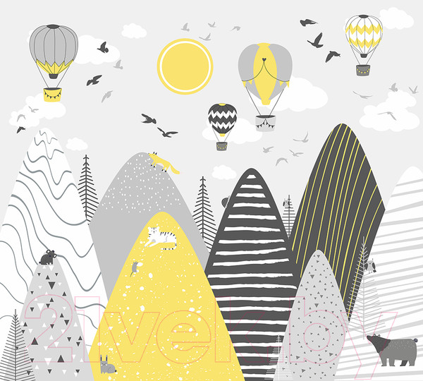 Изображение товара Фотообои листовые Vimala Желтые горы с шарами (270x300)