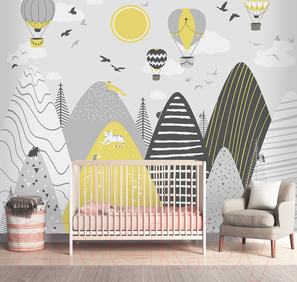 Изображение товара Фотообои листовые Vimala Желтые горы с шарами (270x300)