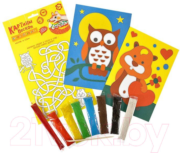 Изображение товара Набор для творчества Каляка-Маляка Картины песком Совенок и хомячок / КПКМ-ХС