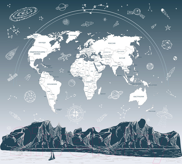 Изображение товара Фотообои листовые Vimala Космическая карта мира 2 (270x300)