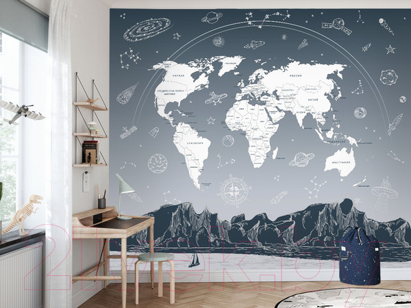 Изображение товара Фотообои листовые Vimala Космическая карта мира 2 (270x300)