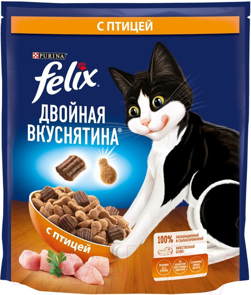 Изображение товара Сухой корм для кошек Felix Двойная вкуснятина с птицей (600г)