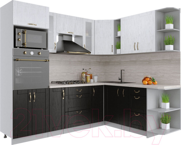 Изображение товара Кухонный гарнитур Интерлиния Мила Крафт 1.88x2.4 правая (дуб английский/дуб полярный)