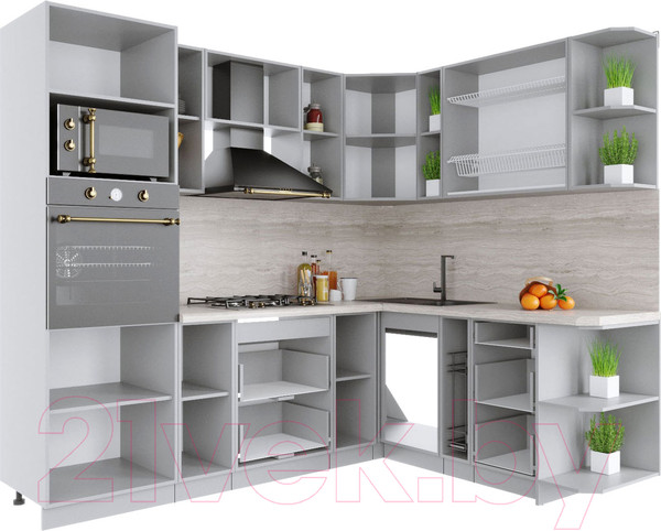 Изображение товара Кухонный гарнитур Интерлиния Мила Крафт 1.88x2.4 правая (дуб английский/дуб полярный)