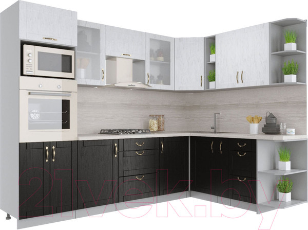 Изображение товара Кухонный гарнитур Интерлиния Мила Крафт 1.88x2.8 правая (дуб английский/дуб полярный)