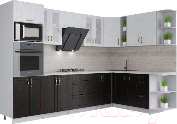 Изображение товара Кухонный гарнитур Интерлиния Мила Крафт 1.88x3.0 правая (дуб английский/дуб полярный)