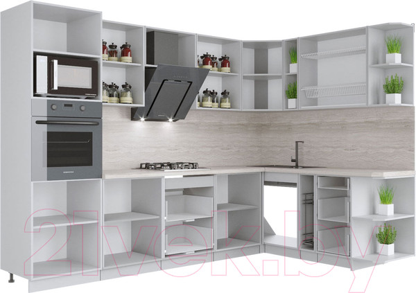 Изображение товара Кухонный гарнитур Интерлиния Мила Крафт 1.88x3.0 правая (дуб английский/дуб полярный)