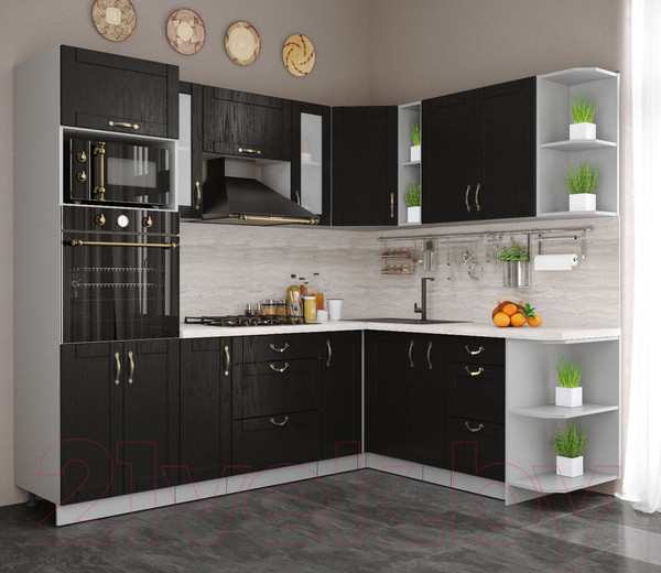 Изображение товара Кухонный гарнитур Интерлиния Мила Крафт 1.88x2.4 правая (дуб английский)