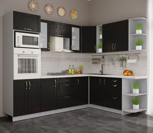 Изображение товара Кухонный гарнитур Интерлиния Мила Крафт 1.88x2.6 правая (дуб английский)