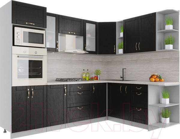 Изображение товара Кухонный гарнитур Интерлиния Мила Крафт 1.88x2.6 правая (дуб английский)