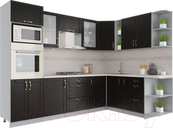 Изображение товара Кухонный гарнитур Интерлиния Мила Крафт 1.88x2.8 правая (дуб английский)