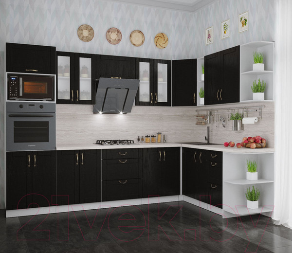 Изображение товара Кухонный гарнитур Интерлиния Мила Крафт 1.88x3.0 правая (дуб английский)