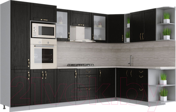 Изображение товара Кухонный гарнитур Интерлиния Мила Крафт 1.88x3.2 правая (дуб английский)