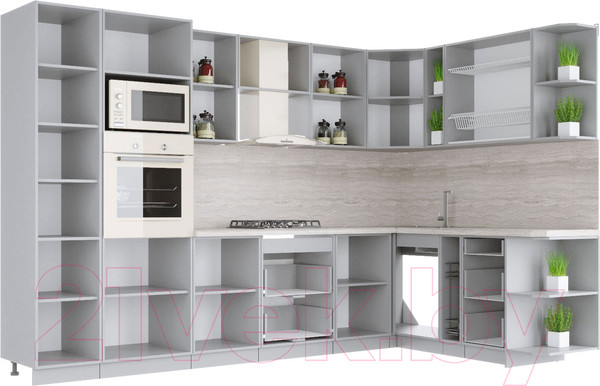Изображение товара Кухонный гарнитур Интерлиния Мила Крафт 1.88x3.2 правая (дуб английский)