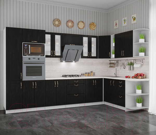 Изображение товара Кухонный гарнитур Интерлиния Мила Крафт 1.88x3.4 правая (дуб английский)