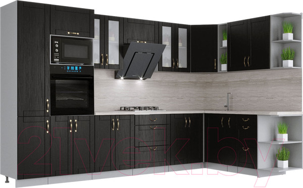 Изображение товара Кухонный гарнитур Интерлиния Мила Крафт 1.88x3.4 правая (дуб английский)