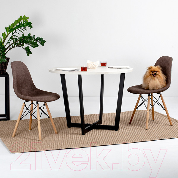 Изображение товара Обеденный стол Millwood Лофт Орлеан Л18 D90 (дуб белый Craft/металл черный)