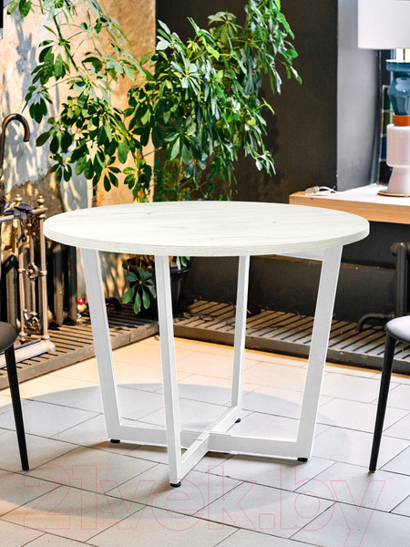 Изображение товара Обеденный стол Millwood Лофт Орлеан Л18 D90 (дуб белый Craft/металл белый)