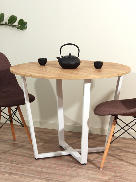 Изображение товара Обеденный стол Millwood Лофт Орлеан Л18 D90 (дуб золотой Craft/металл белый)