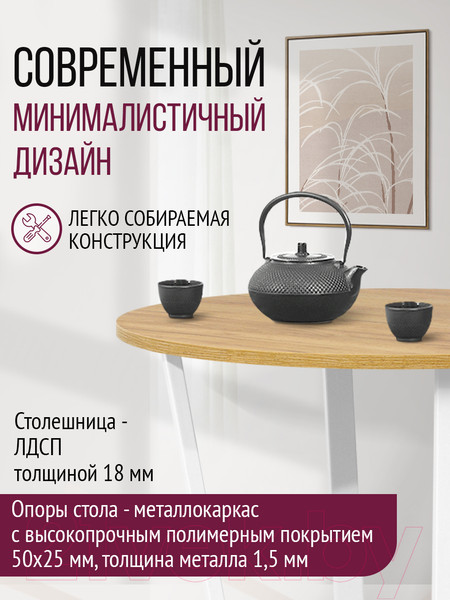 Изображение товара Обеденный стол Millwood Лофт Орлеан Л18 D90 (дуб золотой Craft/металл белый)