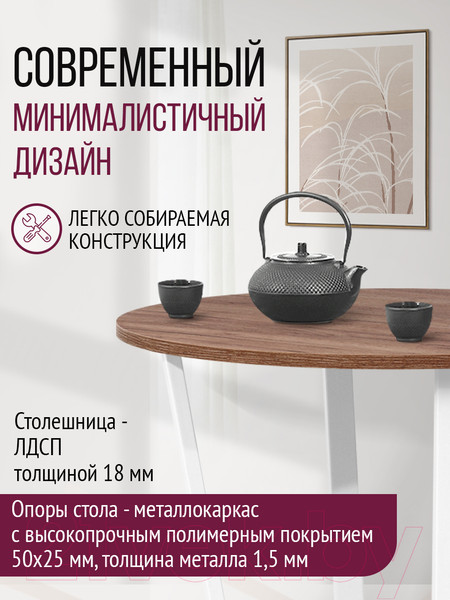 Изображение товара Обеденный стол Millwood Лофт Орлеан Л18 D90 (дуб табачный Craft/металл белый)