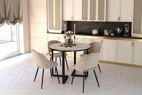 Изображение товара Обеденный стол Sheffilton SHT-T41/100-140 (браун стоун/черный МДФ/пластик/металл)