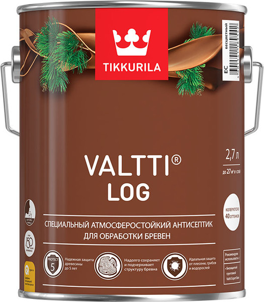 Изображение товара Антисептик для древесины Tikkurila Valtti LOG EC (2.7л)