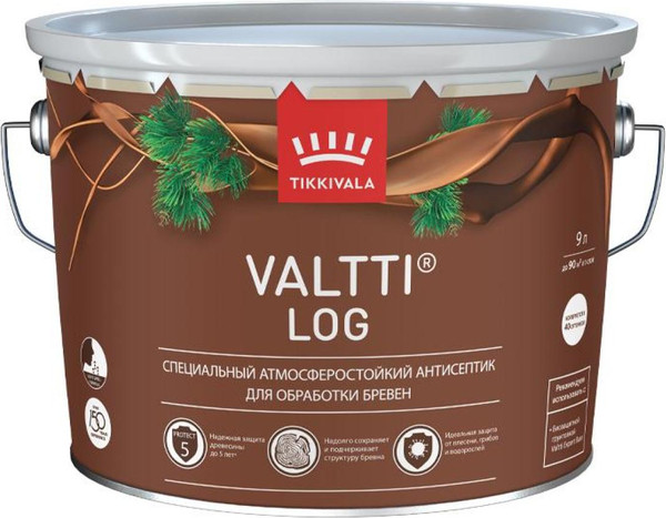 Антисептик для древесины Tikkivala Valtti LOG EC (9л) — фото 3