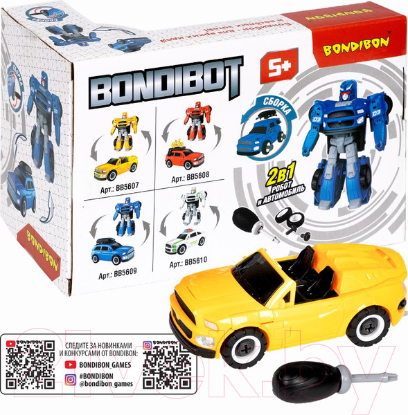 Изображение товара Робот-трансформер Bondibon Желтый кабриолет / ВВ5607