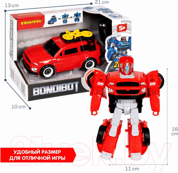 Изображение товара Робот-трансформер Bondibon Джип с велосипедом / ВВ5608 (красный)