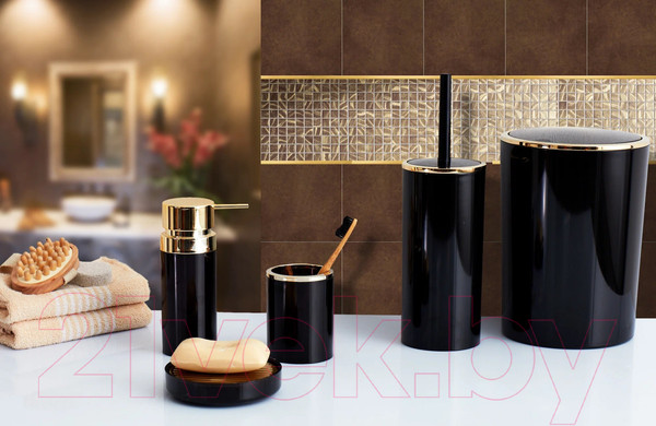 Изображение товара Мусорное ведро Primanova Lenox M-E35-06-A (черный/золото)