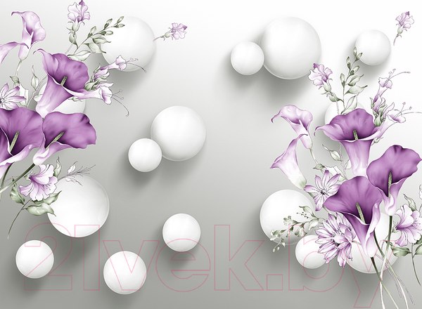 Изображение товара Фотообои листовые Vimala 3D Сиреневые каллы (270x400)