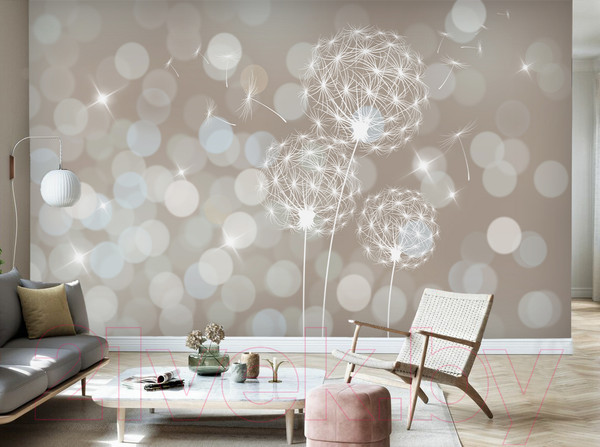 Изображение товара Фотообои листовые Vimala 3D Одуванчики бежевые (270x400)