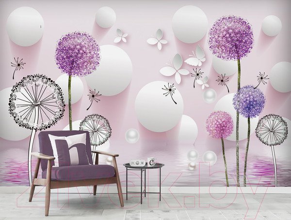 Изображение товара Фотообои листовые Vimala Одуванчики и бабочки (270x400)