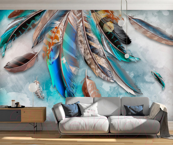 Изображение товара Фотообои листовые Vimala Разноцветные перья (270x400)